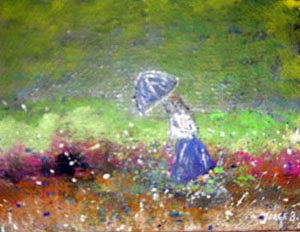 Pintura "Guarda-sol da menina" de Jorge Barroso