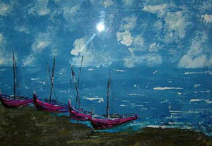 Pintura "Repouso do Pescador" de Jorge Barroso