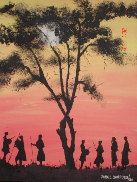 Pintura "Sete Anjos Rebeldes" de Jorge Barroso